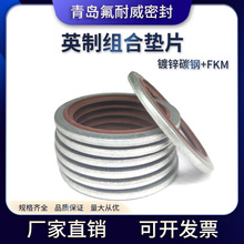 英制組合墊圈BS/A鍍白鋅自定芯耐油接頭油管密封墊片氟膠密封圈封