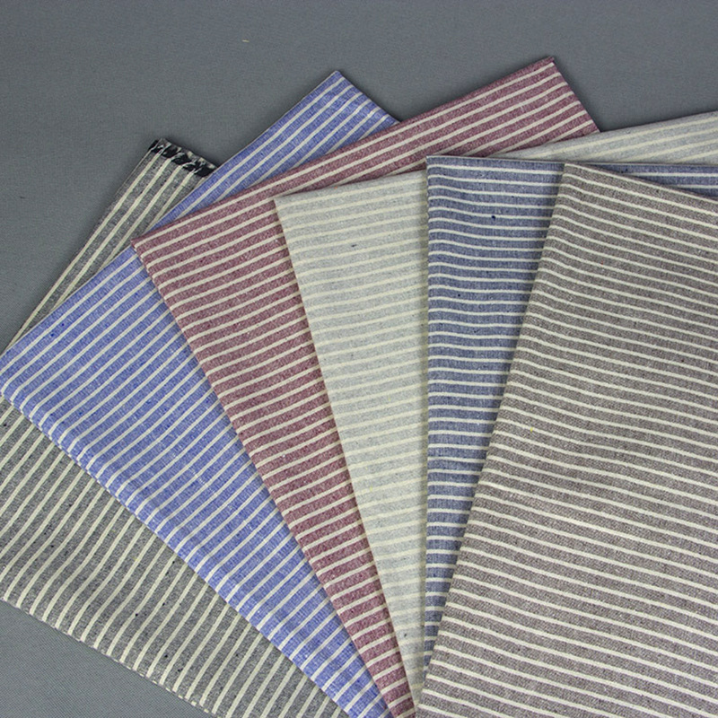 厂家现货批发 涤棉麻混纺布艺 平纹条纹布料服装面料鞋帽桌布 018