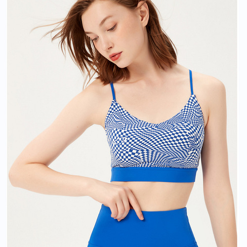 Beauty vest sports bra fitness set push-up bra cross spaghetti straps yoga wear shockproof running quick-drying pants