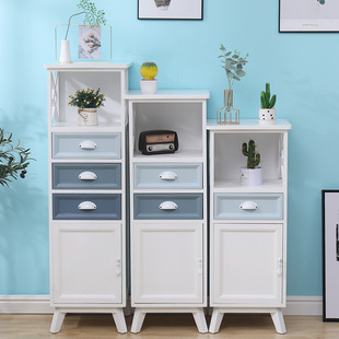 Solid Wood Narrow Cabinet Living Room Gap Storage Cabinet 30/37cm Storage Drawer Cabinet Simple Retro Small Apartment Side J&