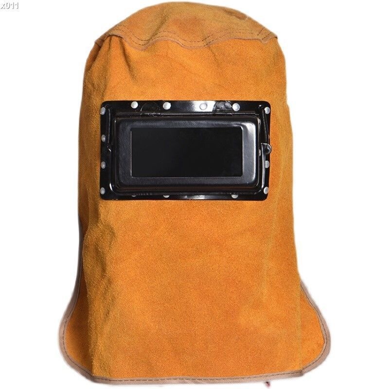 Automatic Dimming Leather Welding Helmet, Head-Mounted Soft Leather Mask for Welders, Anti-Spark and Anti-Splash
