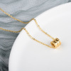 Brand necklace, golden chain for key bag , pendant stainless steel, accessory, 24 carat white gold