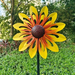 Outdoor Courtyard Iron Sunflower Windmill Garden Decoration Villa Creative Ornaments Floor-Standing Windmill Greening Landscaping