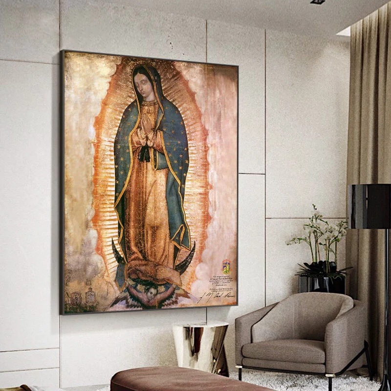 Lady Guadalupe Pintura al óleo lienzo mural póster mural arte dormitorio sala de estar decoración moderna
