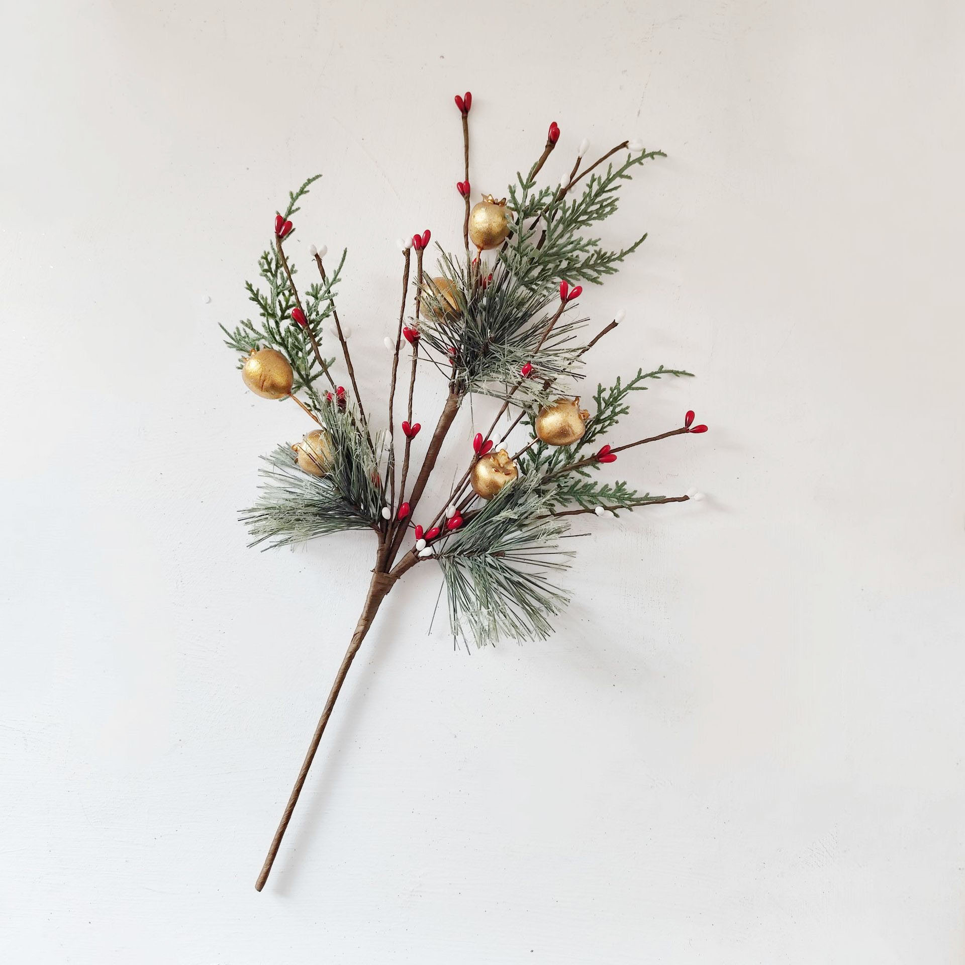 Simulación pin aguja de fruta roja decoración de Navidad decoración floral decoración transfronteriza venta caliente pin ramas decoración de árbol de Navidad