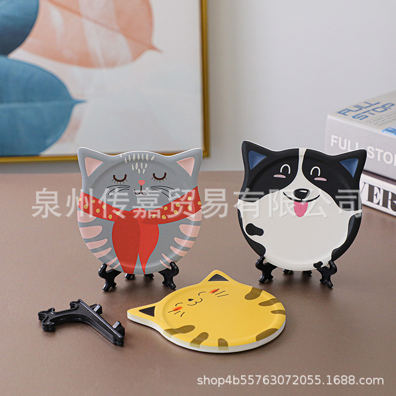 Cerámica posavasos gato creativo montaña corcho absorbente montaña lindo mascota de dibujos animados creativo regalo logotipo personalizado impresión