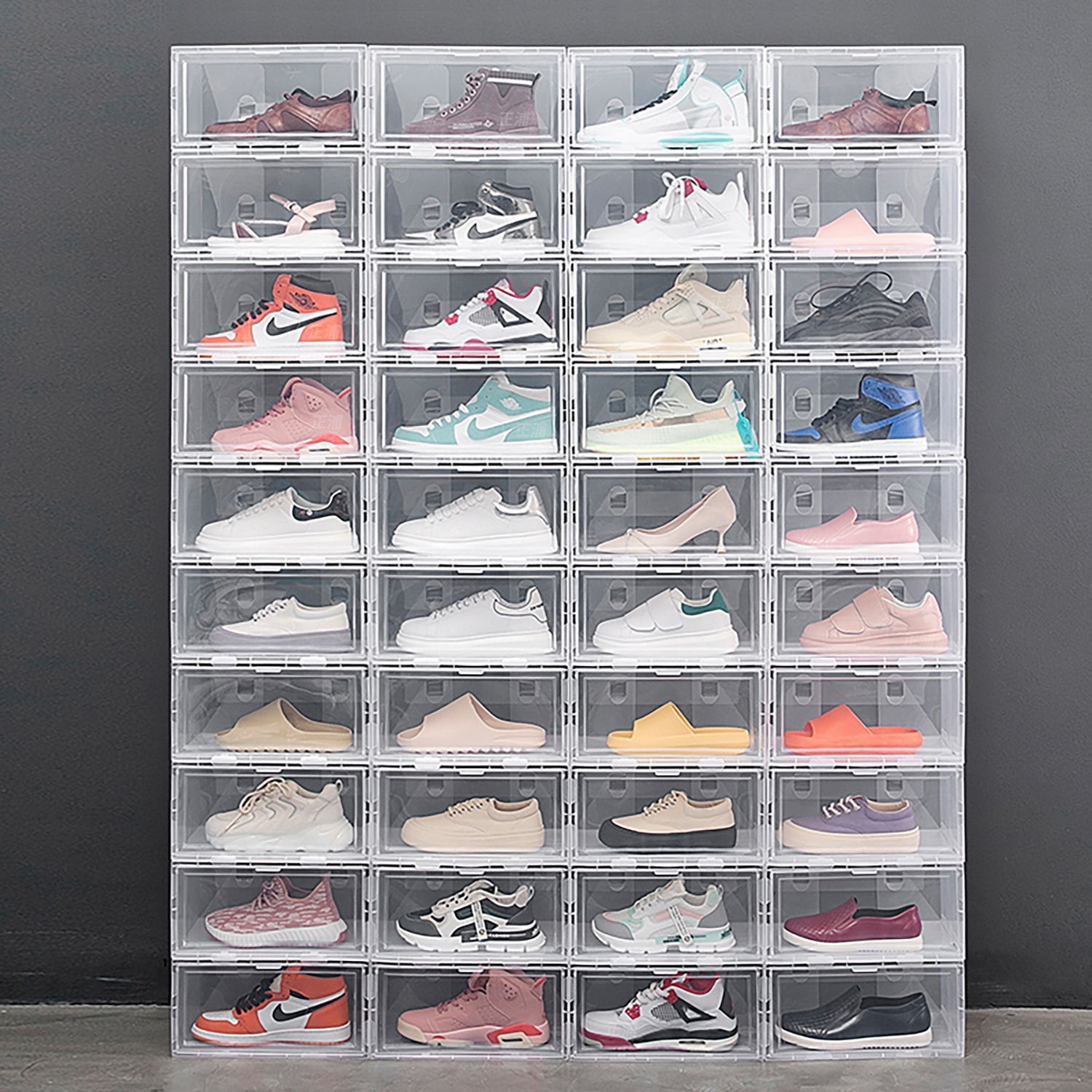 Side-Opening Shoe Cabinet Transparent Shoe Box Storage Box Shoe Storage Space-Saving Shoe Rack Folding Home Dormitory Dust-Proof Shoe Storage