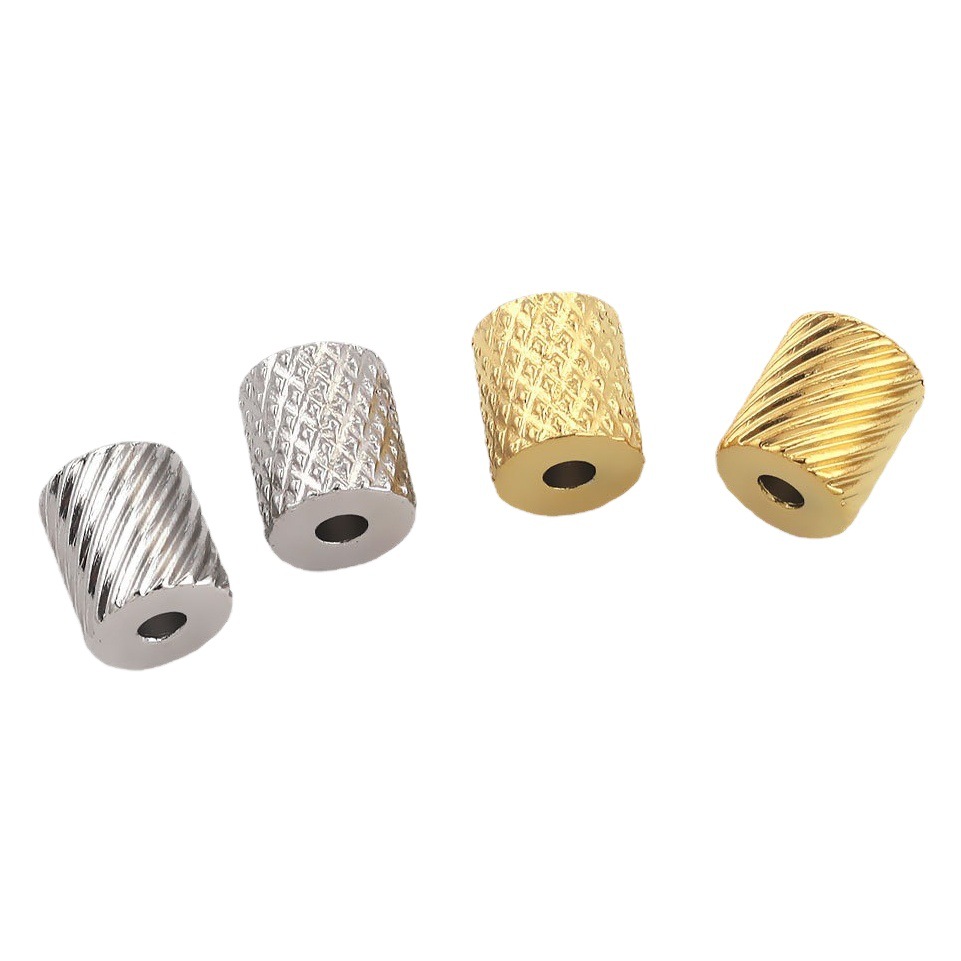 Cuentas de malla de acero inoxidable perlas de perforación perlas de tubo a través del agujero de perforación perlas pulsera de tubo largo cuentas de acero DIY accesorios de joyería hechos a mano