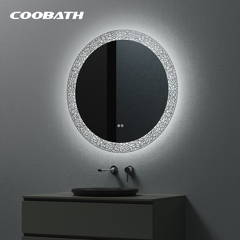 Round Mirror Wall-Mounted Smart Bathroom Mirror Bathroom with Light Led Touch Screen Sensor Anti-Fog Luminous Wall-Mounted Mirror