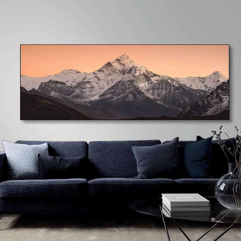 Snow Mountain Landscape Decoration Painting Living Room Sofa Background Wall Large Size Hanging Painting Light Luxury Bedroom Painting Soft-fitting Atmospheric Wall Painting