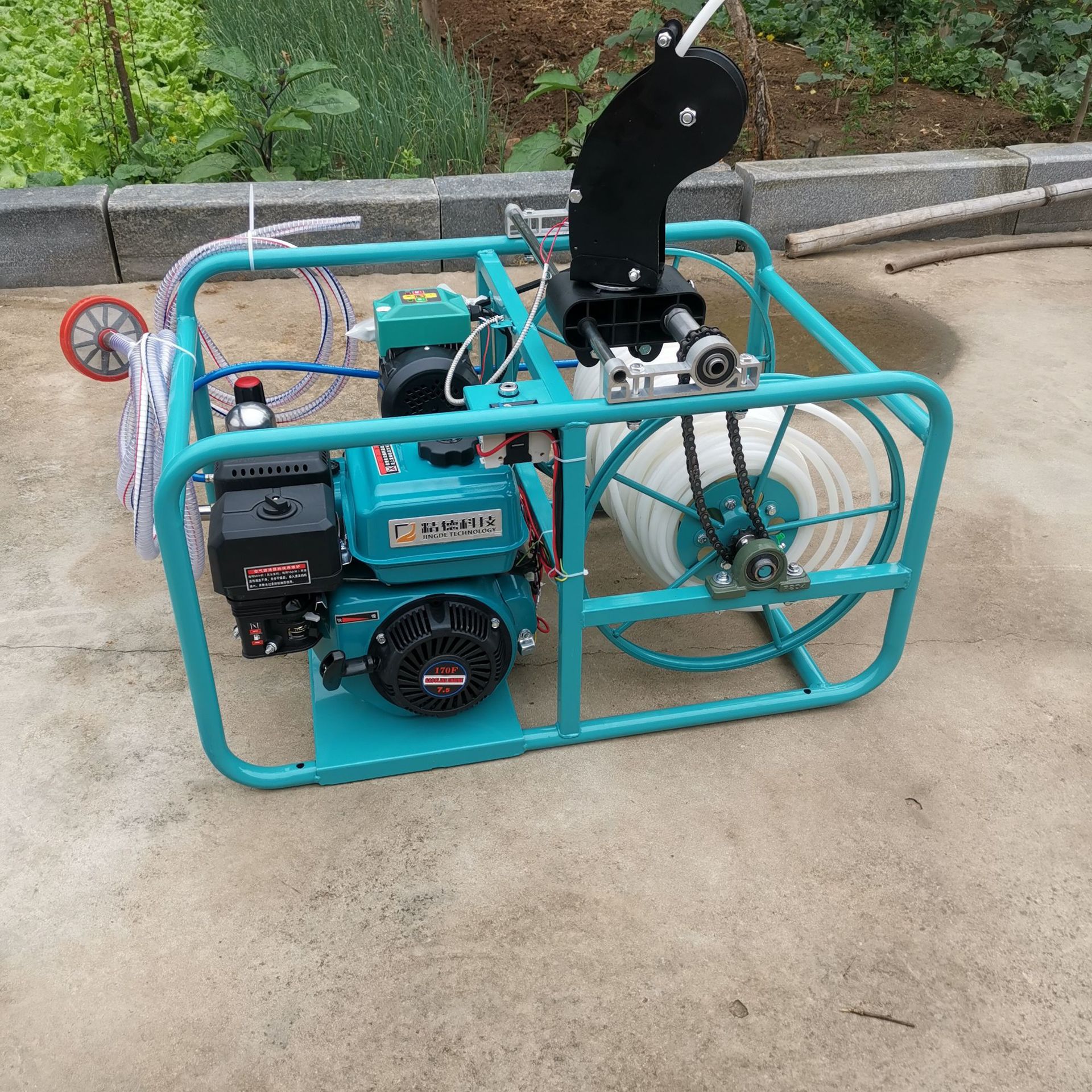 Jingdella tubular gasolina, control remoto automático, rociador de alta presión, rociador de insecticidas de bobina eléctrica de huerto de tierras de cultivo