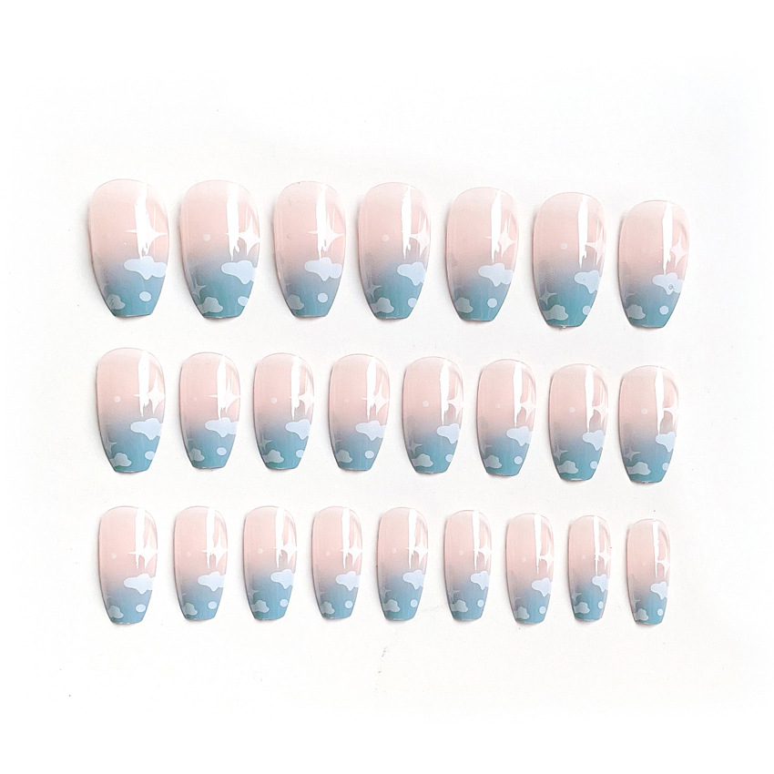 Use parche de uñas falso producto terminado extraíble nube blanca Nube pieza de uñas pegatina de uñas X9