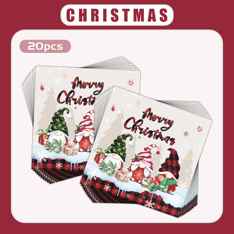【在庫あり】クロスボーダー クリスマス雰囲気 ノームチェック柄 子供の誕生日パーティー ナプキン|undefined