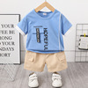 Children's sports cotton summer clothing, summer trousers, set, 2022 collection, western style, Korean style, oversize