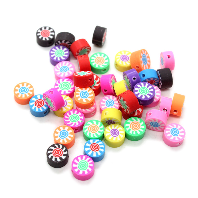 Cuentas de cerámica suave DIY, caras sonrientes, sueltas para pulseras y collares