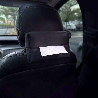 for Car, Cute Tissue Bag – Car tissue box/set - minimalist-style-black-square-nappa-bag
