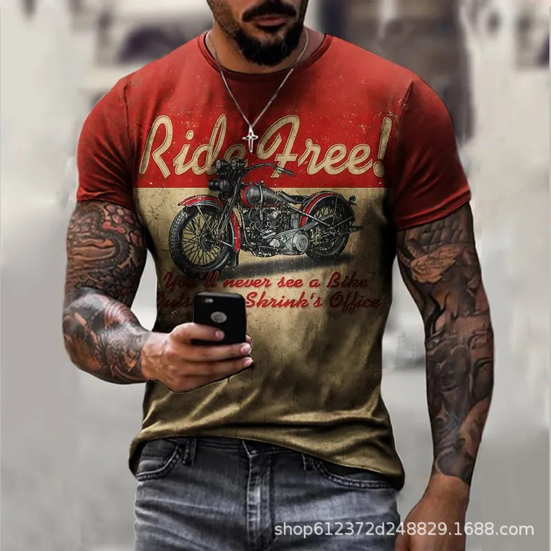 Fabricante de la fuente de los hombres de la camisa de manga corta de la calle Nueva Venta caliente de comercio electrónico transfronterizo camiseta impresa 3D arte flexible