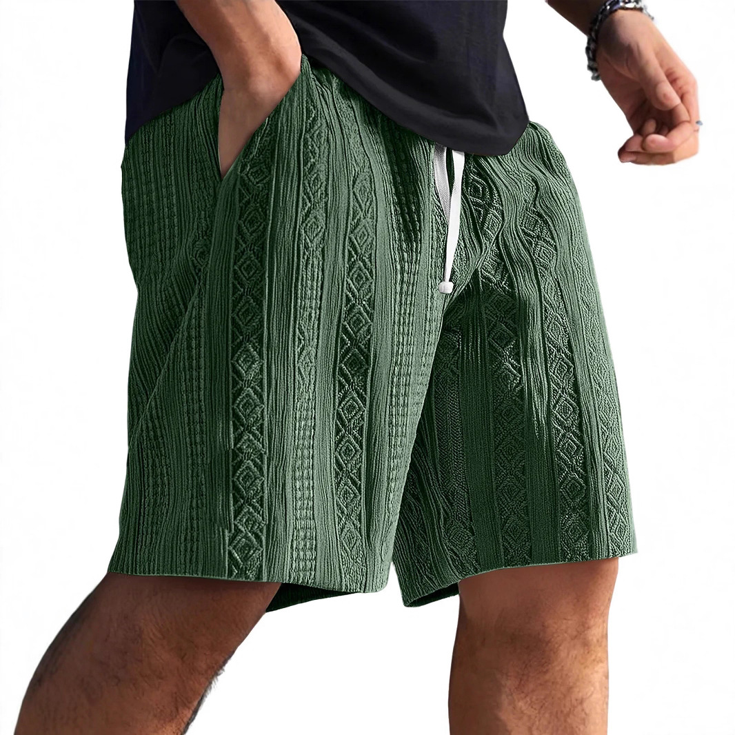 2026 European and American Amazon Pocket Shorts for Men, Summer Loose Sports Casual Jacquard Texture Five-Point Shorts for Men