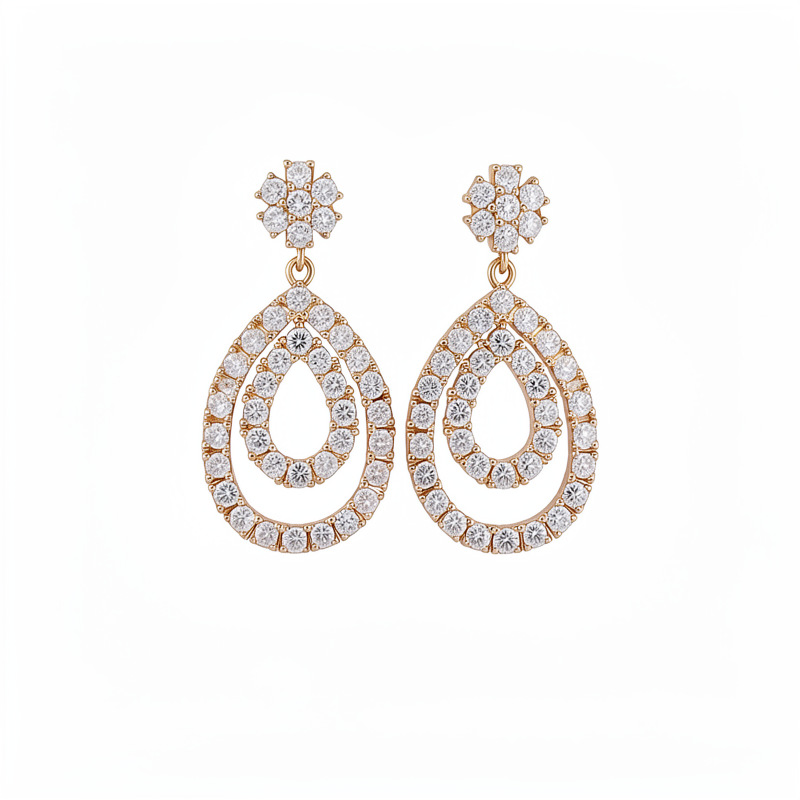 18k oro real chapado aguja de plata de piedra de silicio gota de agua personalidad temperamento pendientes de moda ligero lujo alta sensación de auriculares