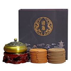 禮盒定製logo越南沉香陳年艾草澳洲檀香藏香盤香4小時禮盒裝160盤