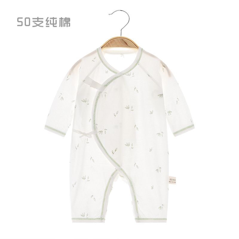 Newborn jumpsuit, summer baby pure cotton thin boneless clothes, long-sleeved baby summer air-conditioned clothes