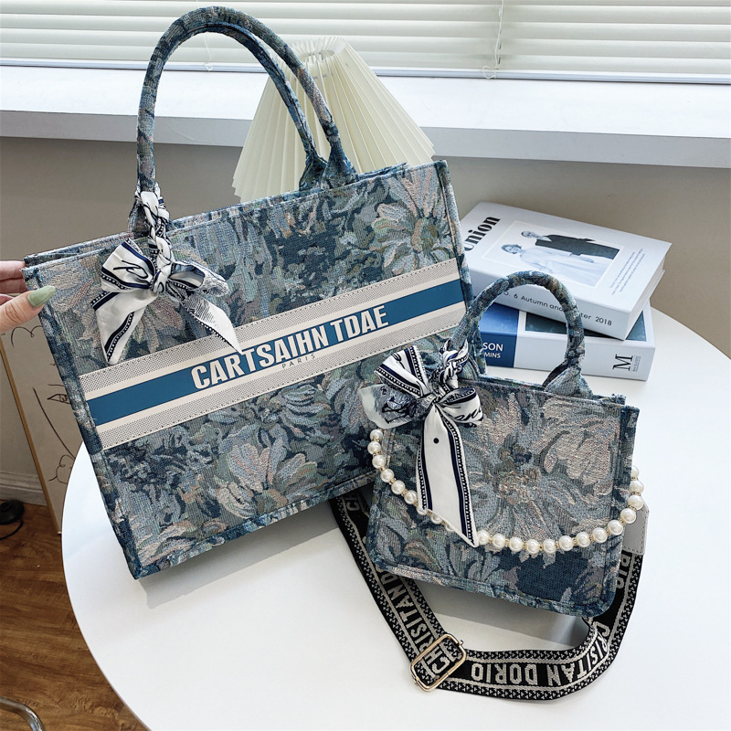 2021 Summer Denim Printed Small Square Bag Women's Street Fashion Single Shoulder Crossbody Bag