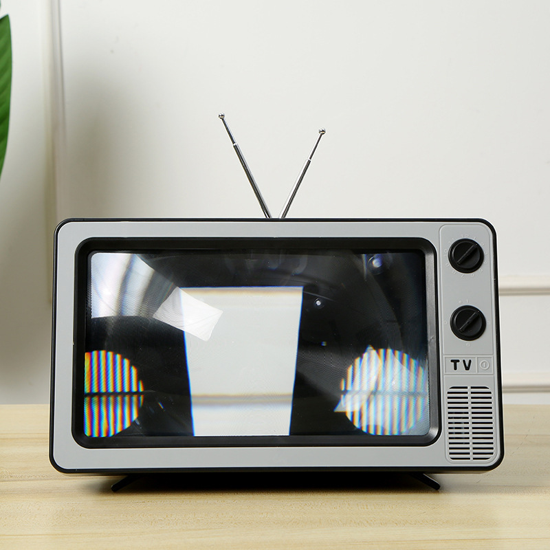 Soporte para teléfono móvil de escritorio con luz azul, amplificador de pantalla de teléfono móvil retro creativo para TV, soporte para drama de TV para estudiantes