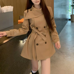 MIU系千金UM家2025秋网红新款英伦风双排扣韩版通勤风衣外套女