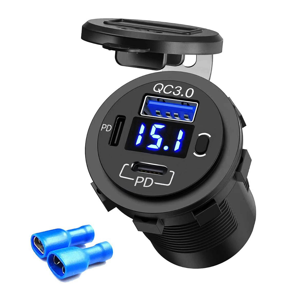 Новый продукт автомобильное зарядное устройство для телефона 2PD+QC3.0 модифицированное автомобильное зарядное ремень напряжение дисплей переключатель