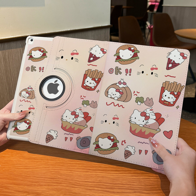 360 ° Rotating Leather Case iPad Protective Case Air5 Anti-Fall Cartoon Katie 11Th Generation 2025 Tablet Protective Case
