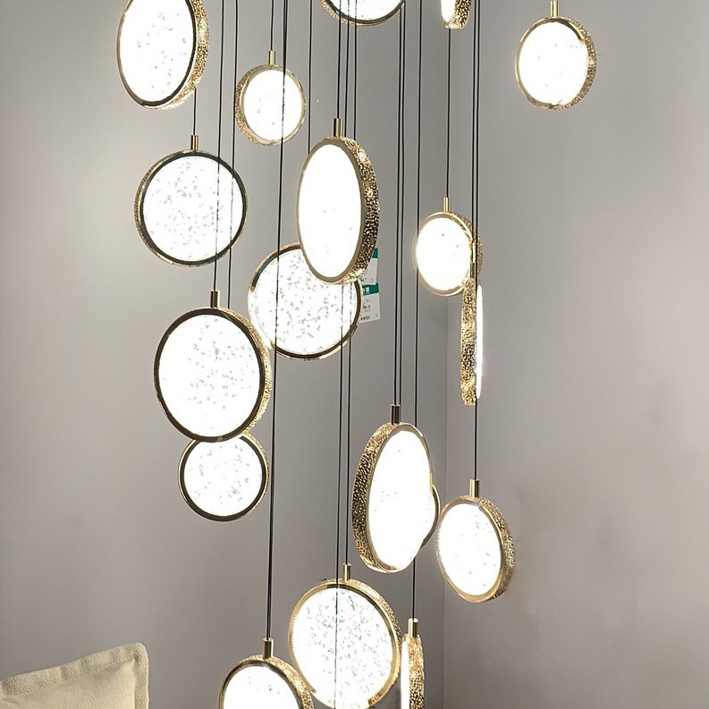 Luz moderna sala de estar escalera lujoso hotel lámpara de lujo ventas lámpara de lujo dúplex creativo loft lámpara de vestíbulo departamento de ventas