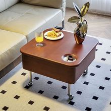 中古风实木升降茶几复古现代小户型家用移动折叠多功收纳客厅卧室