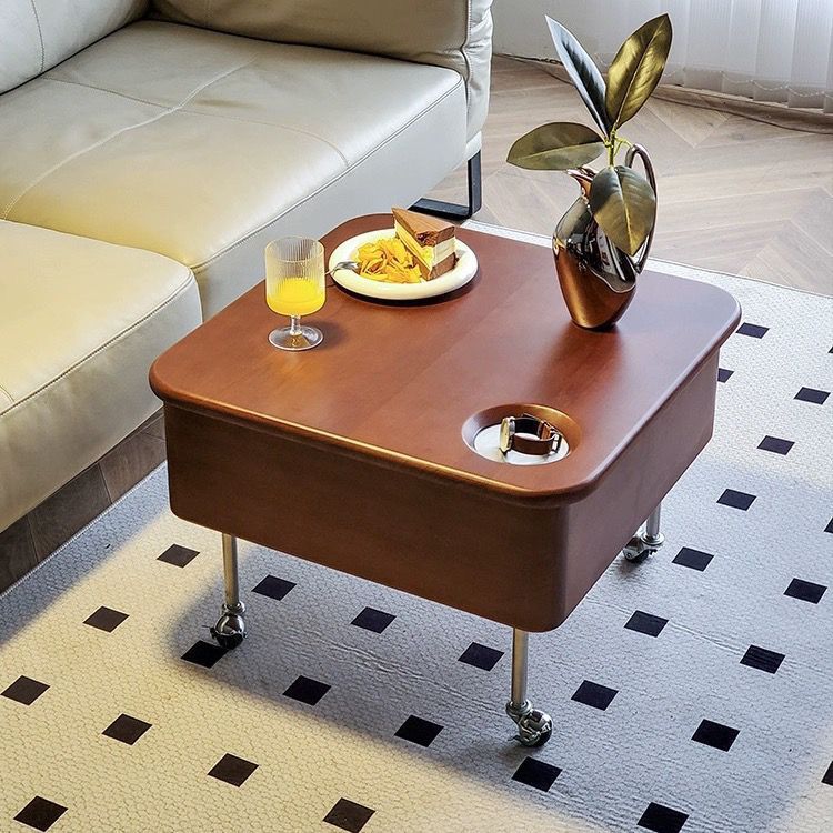 中古风实木升降茶几复古现代小户型家用移动折叠多功收纳客厅卧室