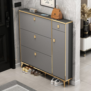 Light luxury ultra-thin flip shoe cabinet Italian small apartment with drawer shoe rack home door space-saving large capacity entrance