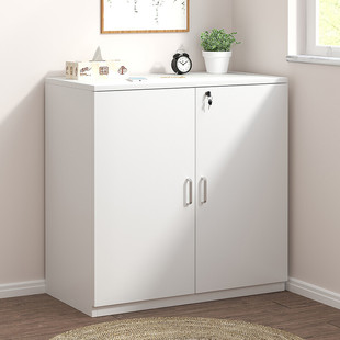 File Cabinet Office Low Cabinet Drawer with Lock Low Cabinet Simple Large Capacity Storage Office Cabinet Movable Cabinet Warm White