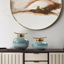 新中式家居摆设样板房间软装饰品高端茶室客厅酒柜玄关博古架摆件