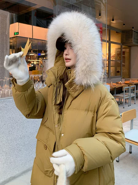 2025 New Winter Korean Style Long down Jacket for Plus Size Women 150kg Extra Large Thick Coat 253