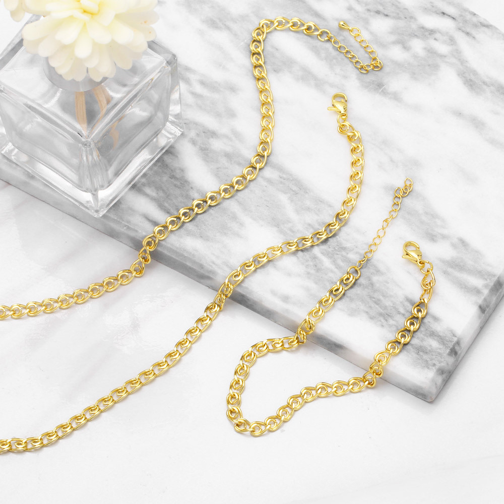 Fashion Hip Hop 18k Real Gold Copper Plating O-shaped Unisex Necklace Bracelet Ornament display picture 6
