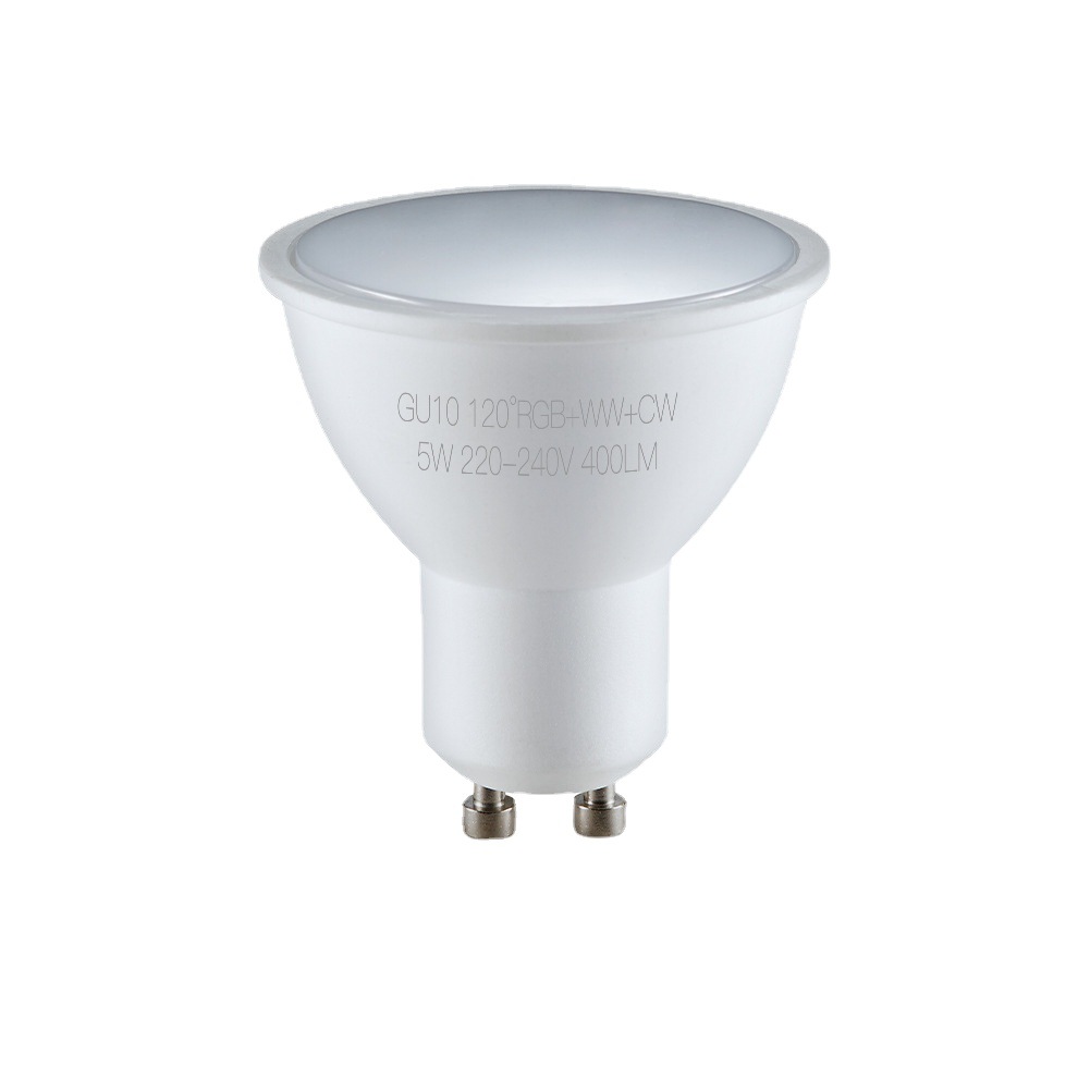 WiFi涂鸦智能家居LED灯泡 RGB+WW调光功能5W宽压GU10接口灯杯