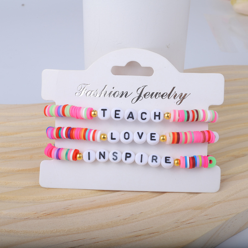 25g Weight Bracelets Classification soft clay Chain Material 1 Set Quantity Holiday, Daily Occasion soft clay Material Letter Pattern Unisex Gender Sweet Style Sweet Letter Soft Clay Wholesale Bracelets 10