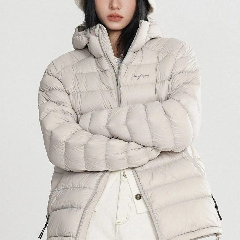 2025 Autumn/Winter White Goose down Lightweight Dopamine Hooded Ribbed down Jacket for Women Winter Warm Coat Trendy Women's Fashion 2025 Autumn/Winter White Goose down Lightweight Dopamine Hooded Ribbed down Jacket for Women Winter Warm Coat Trendy Women's Fashion