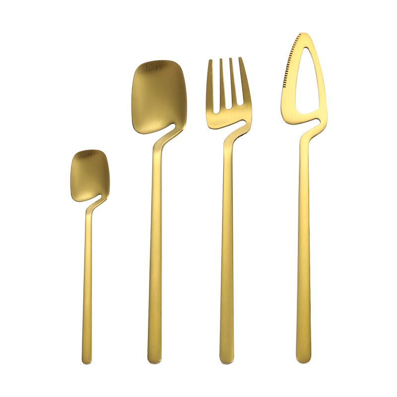 Amazon 304 acero inoxidable montado en la pared de titanio plateado cuchillo y tenedor cuchara vajilla occidental creativo taza de café cuchara larga cuchara de hielo tenedor