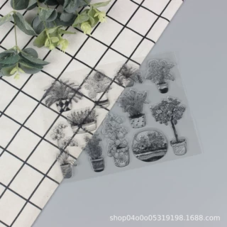 厂家定制PVC透明印章花草系列 硅胶DIY笔记本日记本手账创意印章