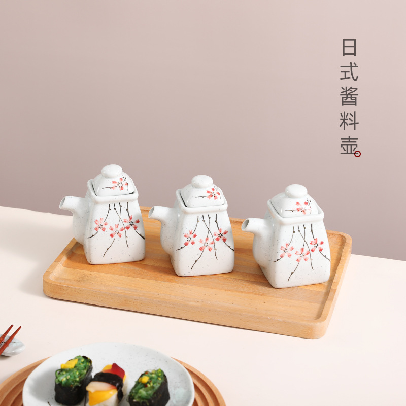 瓷里日式陶瓷油壺防漏油罐油醬油醋壺調料瓶油瓶廚房家用裝調料瓶