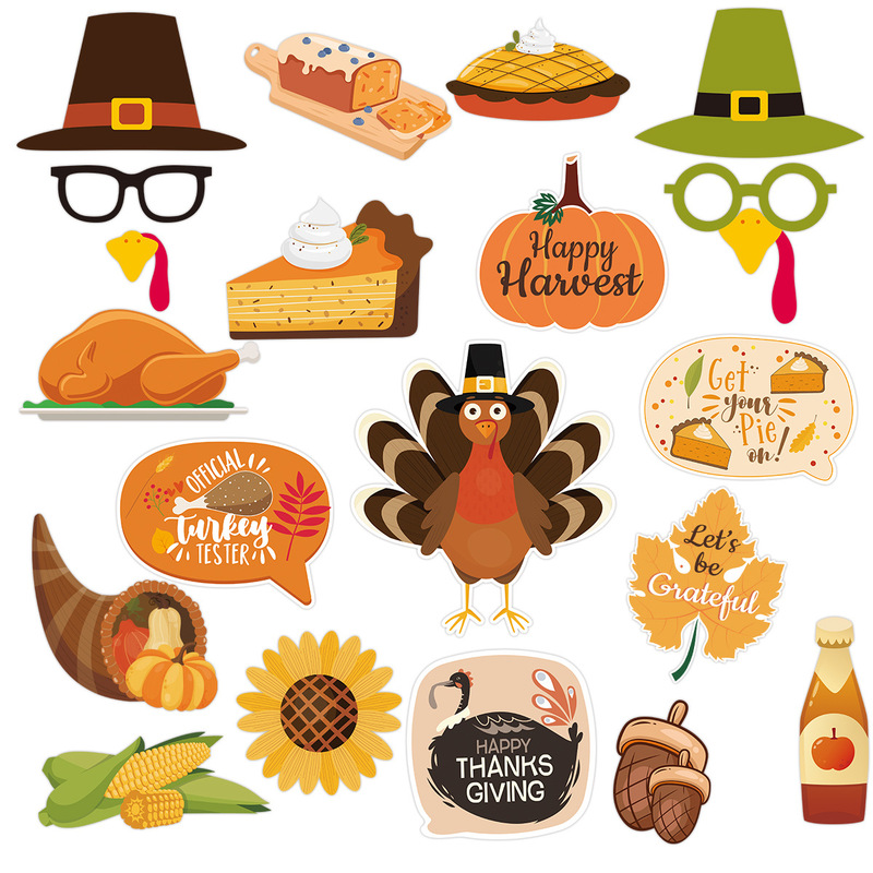 Cross-Border Amazon New Autumn Thanksgiving Theme Cartoon Turkey Pumpkin Paper Handheld Funny Photo Props Cross-Border Amazon New Autumn Thanksgiving Theme Cartoon Turkey Pumpkin Paper Handheld Funny Photo Props