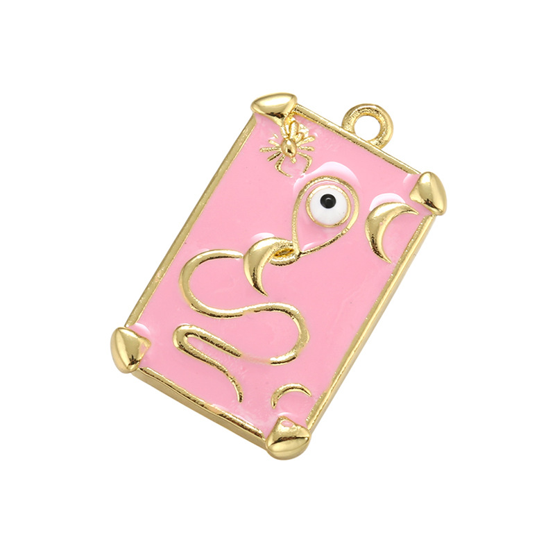 Colorful Oil Necklace Rectangular Drop Oil Eye Pendant Diy Tag European And American Ornament Accessories Vd980 display picture 10