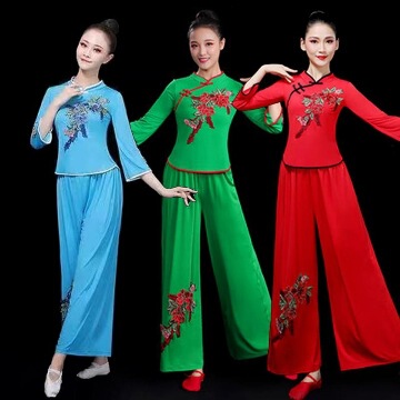 New square dance costumes for women, spring and summer new ethnic dance costumes, middle-aged and elderly yangko costumes, dance suits
