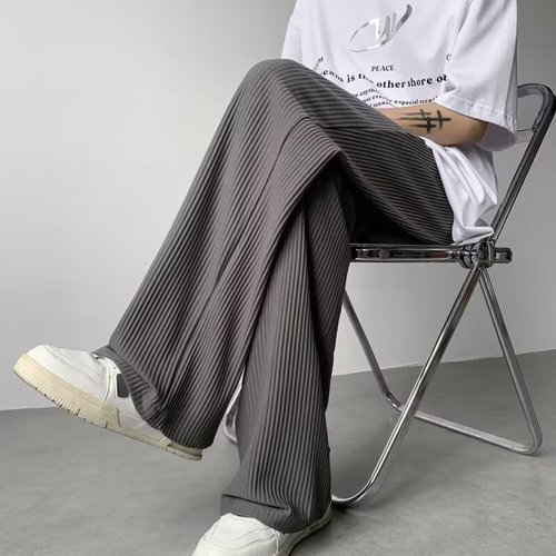 Men's Casual Long Pants 2025 New Summer Thin Version Korean Style Trendy Loose Plus Size Straight Leg Drop Ice Silk Pants