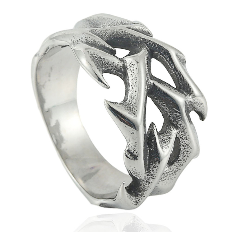 European and American jewelry titanium steel Tyrannosaurus ring retro trendy men's punk stainless steel hollow dragon ring factory direct supply