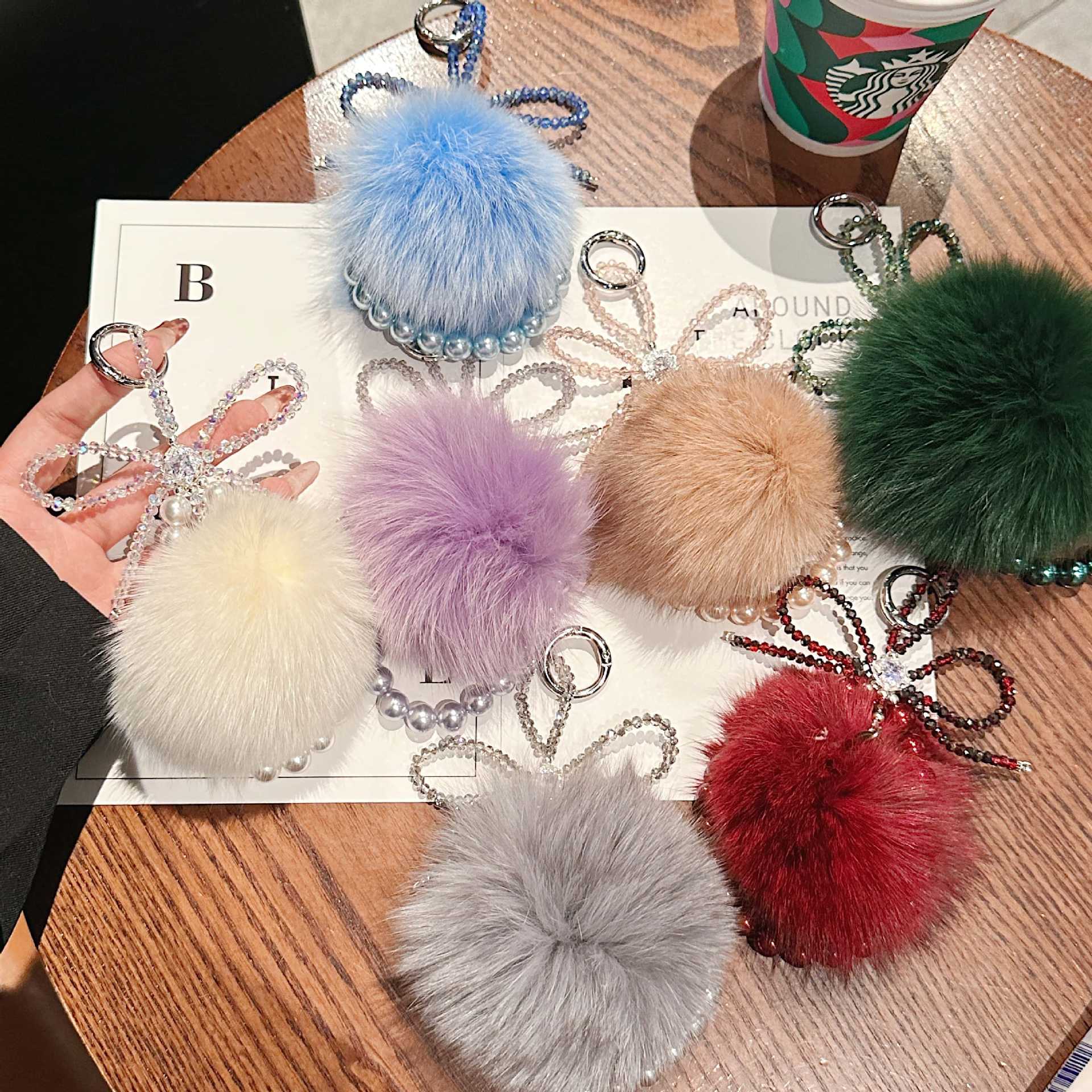 Bote hecha a mano de alta calidad cadena de telefonía móvil perla bola de lana de moda cordón de telefonía móvil bolso corto colgante / colgante